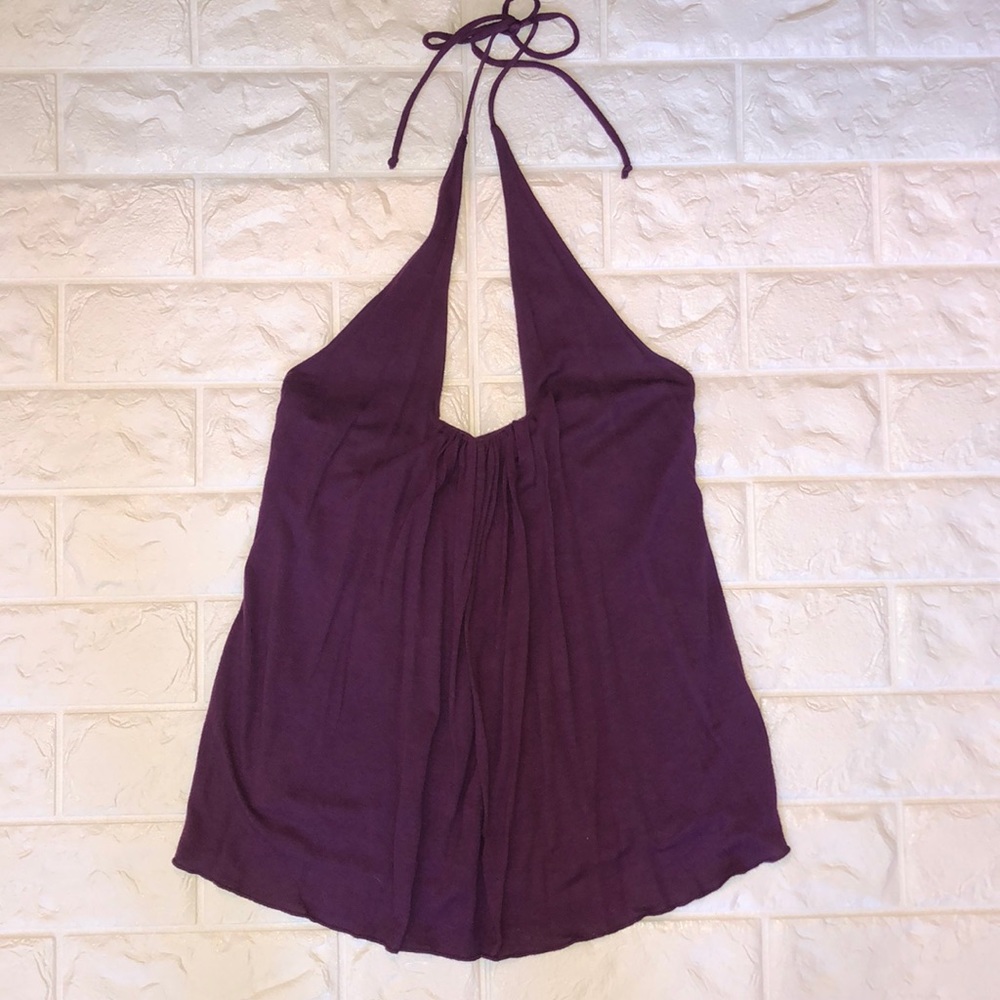 RELosAngeles purple halter tie neck ultra soft szM